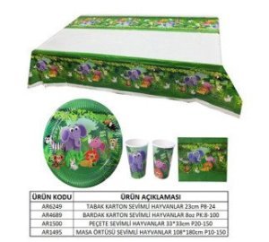 8 Li BARDAK KARTON SEVİMLİ HAYVANLAR 8oz