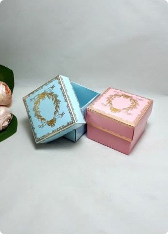 10 Lu (8x8x6 Cm) Baskılı Karton Kare Toptan Şeker Kutuları