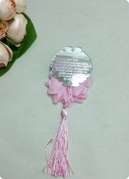 Süslü Nazar Duası Yazılı Lazer Kesim Pleksi Ayna Bebek Şekeri
