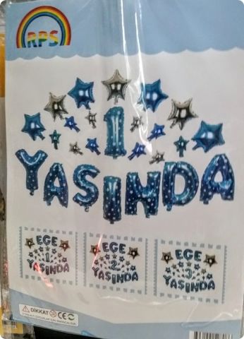 1 Yaşında Yazılı Folyo Uçan Balon Yıldız Seti