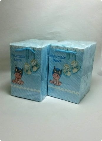 25 Li 11x17 Cm Toptan Patikli Bebekli Karton Çanta