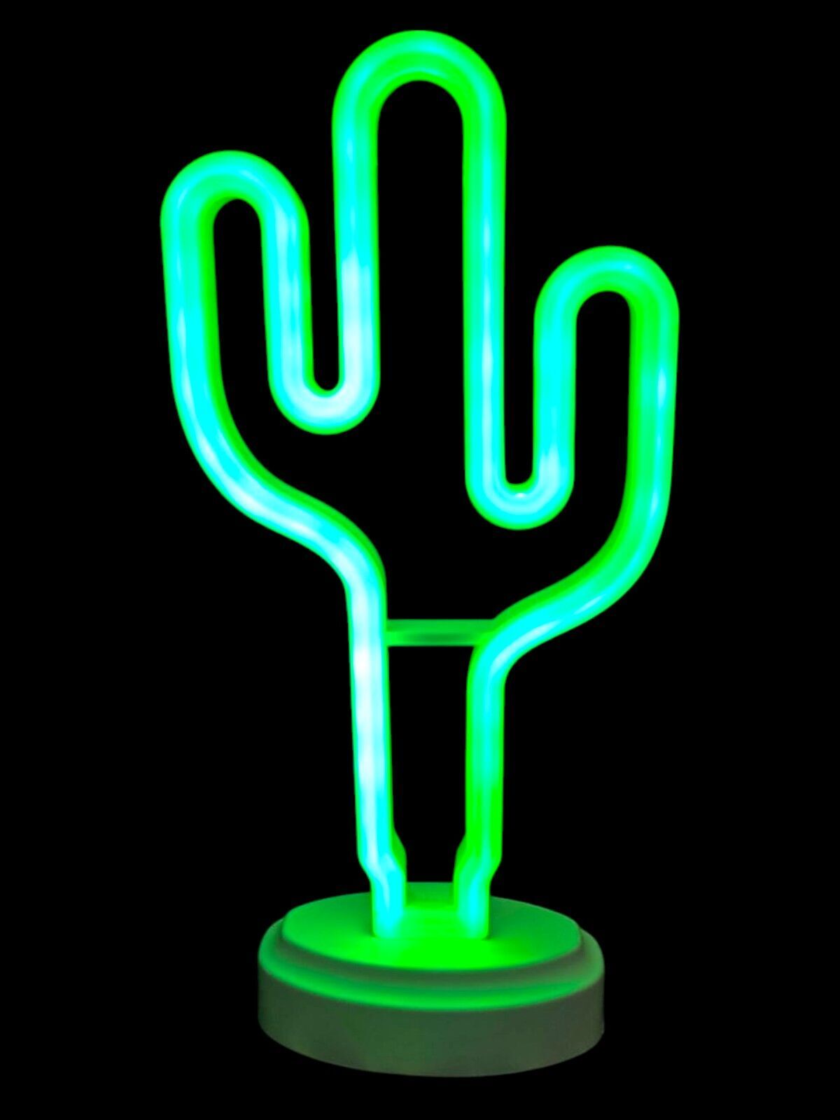 Neon Işıklı Kaktüs Masa Gece Lambası Pil+Usb