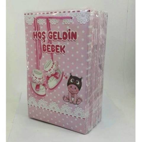 25 Li 17x25 Cm Toptan Patikli Bebekli Karton Çanta