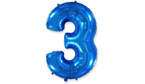32 İNC BALON RAKAM 3 MAVİ