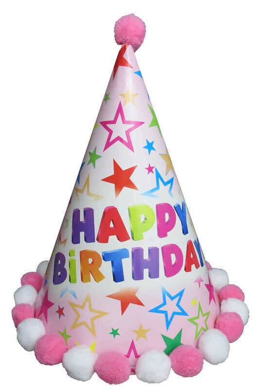 ŞAPKA KÜLAH PONPONLU HAPPY BIRHDAY PEMBE PK:1