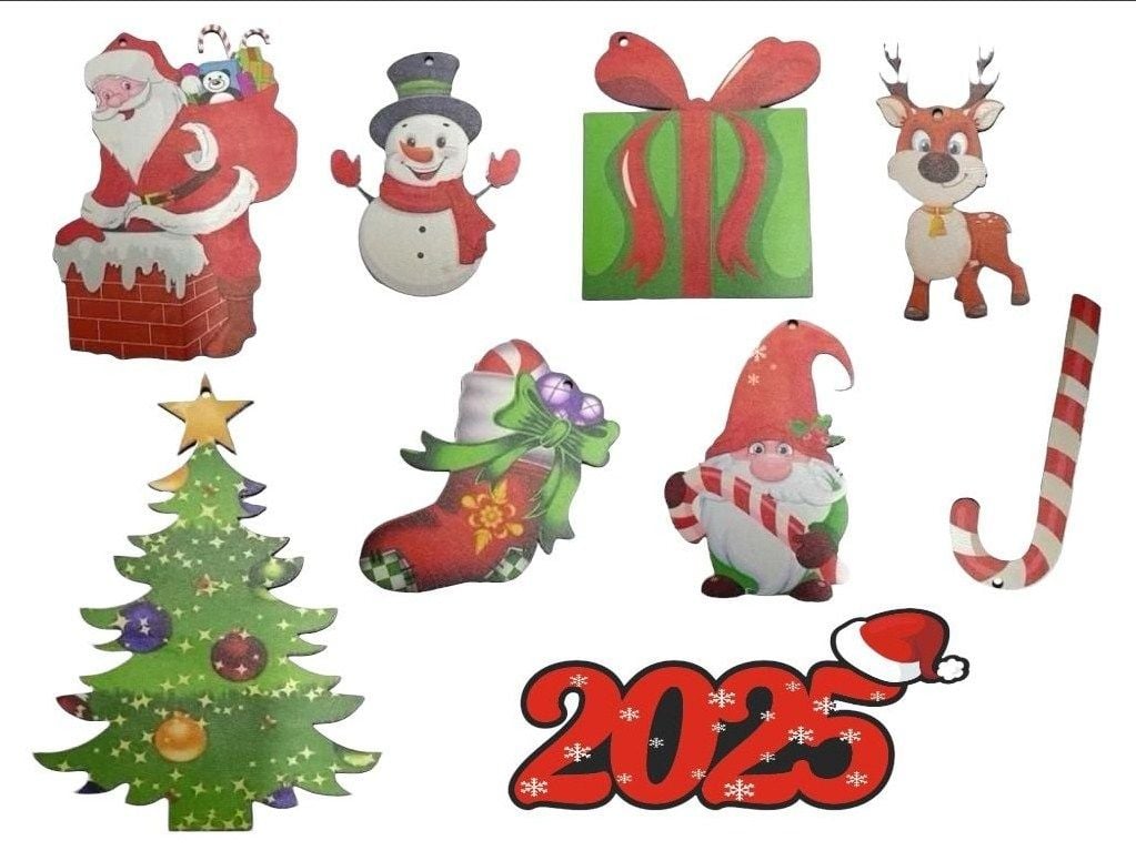 10 lu Ahşap 2024 Yılbaşı Ağaç Süsü