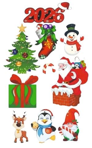 10 lu Ahşap 2026 Yılbaşı Ağaç Süsü