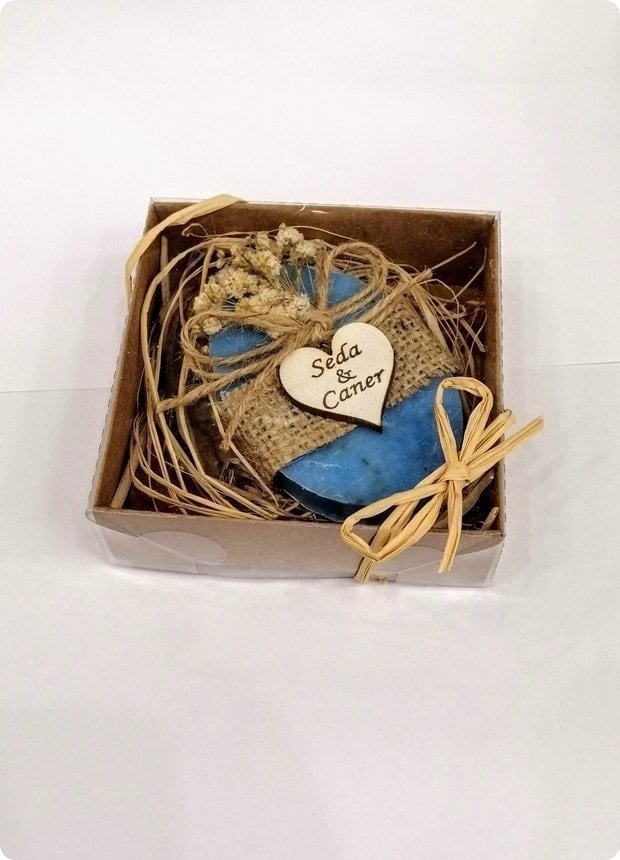 20 Adet Süslü Çiçekli Kutuda Sabun Söz,Nişan,Nikah Şekeri hediyelik