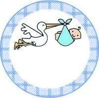 Leylekli Bebek Yuvarlak etiket 1 Sayfa (54Adet)