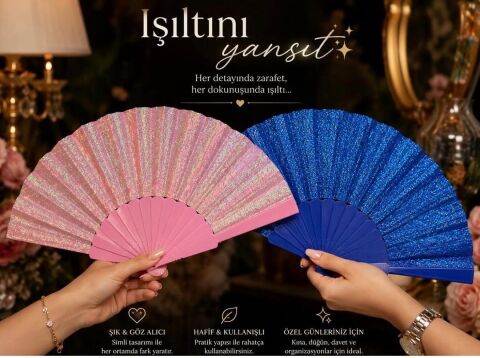 12 li Simli Pvc Saplı Kumaş Yelpaze
