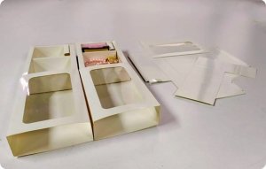 12x9x3 Cm Pencereli 2 Bölmeli Karton Asetat Kutu 20 li