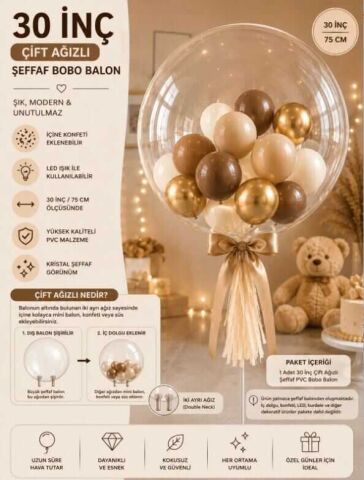 BALON ŞEFFAF (BOBO) ÇİFT AĞIZLI 30 İNC PK:10