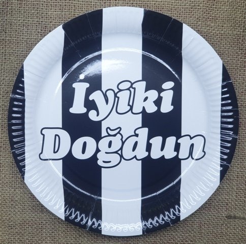 8 li Siyah Beyaz İyiki Doğdun Kağıt Tabak