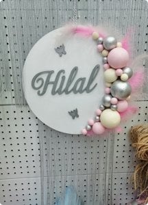 İsme Özel Renkli Balonlu Püsküllü Kapı Süsü
