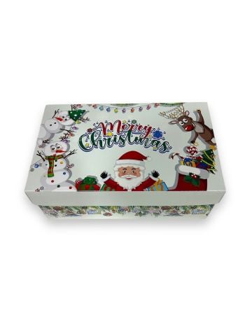 25x15x10 Cm Beyaz Merry Chiristmas Yazılı Hediye Karton Kutu