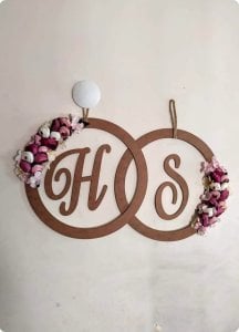 2 li Süslü Ahşap Arka Fon Harf / İsim