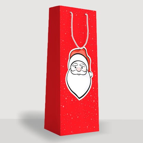 25'li 12x35x8 Cm Santa Claus Yılbaşı Şişe Karton Çanta