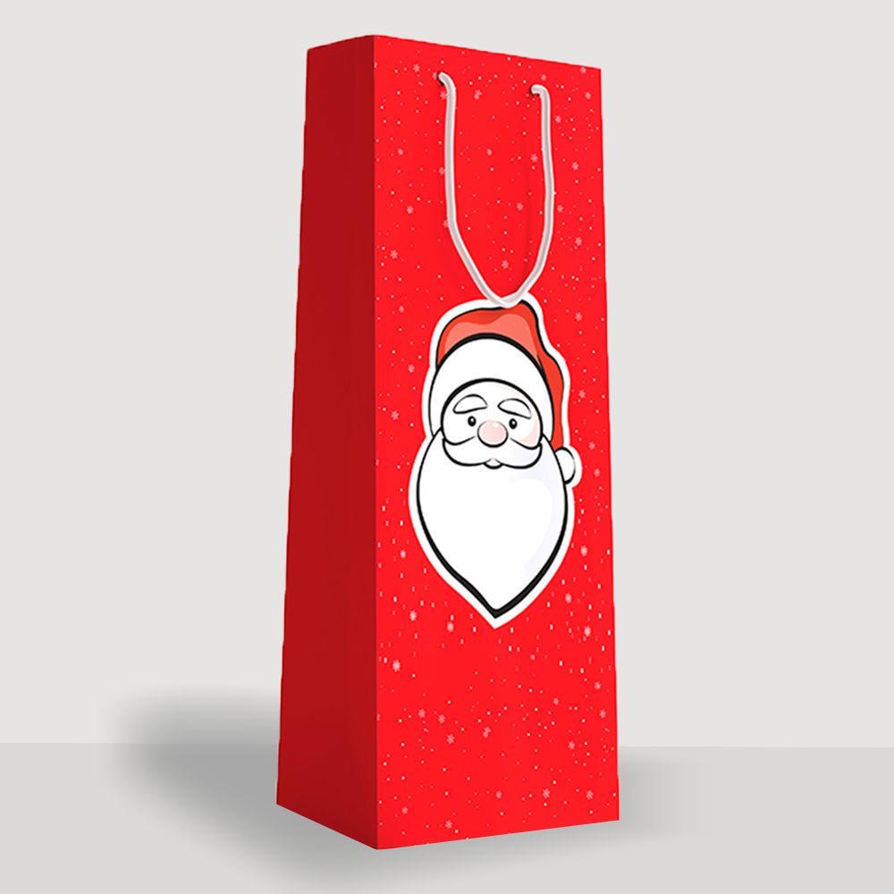 25'li 12x35x8 Cm Santa Claus Yılbaşı Şişe Karton Çanta
