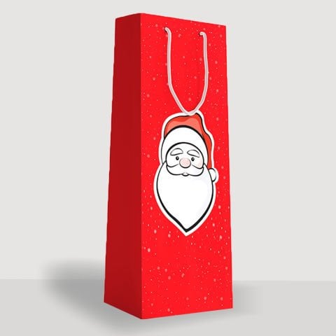 25'li 12x35x8 Cm Santa Claus Yılbaşı Şişe Karton Çanta