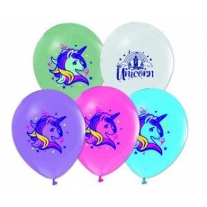100 LÜ BALON 4+1 UNICORN BASKILI PASTEL