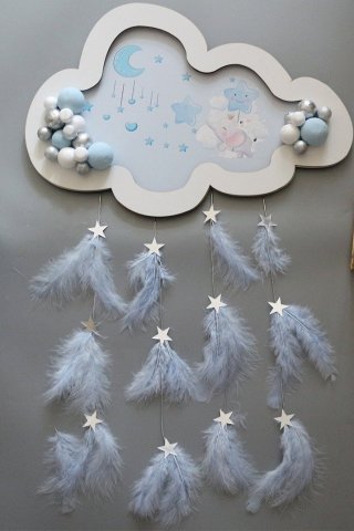 Fil Desenli Ahşap Bulut Kapı Süsü
