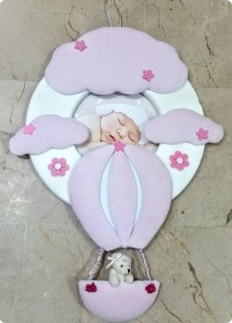 Uçan Balon Bulutlu Ayıcıklı Bebek Kapı Süsü