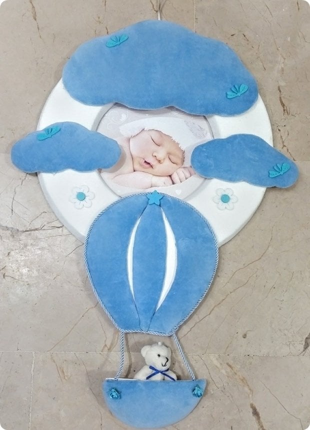 Uçan Balon Bulutlu Ayıcıklı Bebek Kapı Süsü