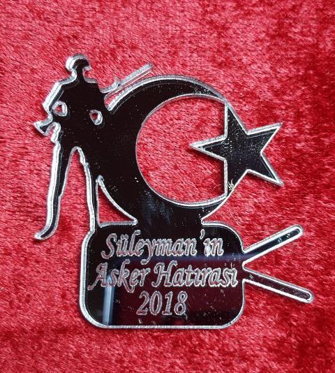 Ayyıldızlı asker pleksi ayna (5*5 cm )