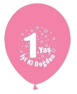 BALON 1 YAŞ İYİKİ DOĞDUN PEMBE PK:100-KL:50