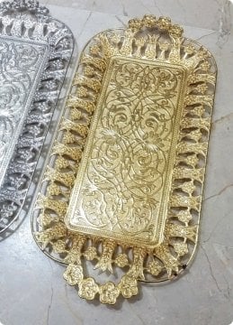 Dikdörtgen Metal Boş Yüzük,Söz,Nişan,Nikah Tepsisi