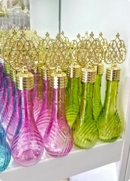 12 li Metal Tepelikli Renkli Diva İksir Cam Kolonya Şişesi