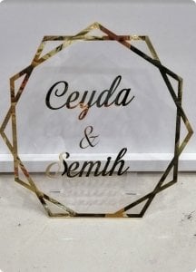 25 cm Köşeli şeffaf Pleksi ayna İsimlik