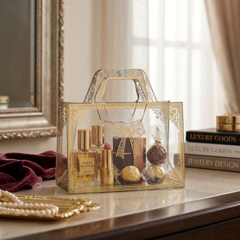 50 Li 16x11x5 Cm Yaldızlı Gold Asetat Çanta
