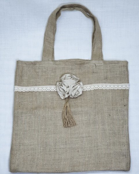 Büyük boy çiçekli kanaviçe kumaş çanta (45*46*14cm)