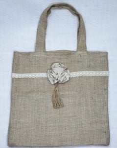 Büyük boy çiçekli kanaviçe kumaş çanta (45*46*14cm)