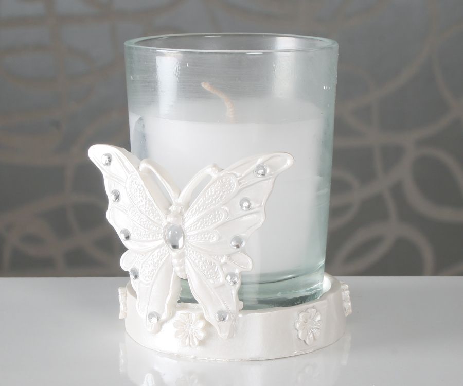 Kelebekli tes light düz  mum Nikah şekeri kutulu