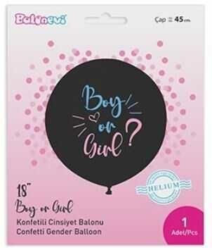 BALON CİNSİYET BELİRLEME 18 İNC KONFETİLİ PEMBE