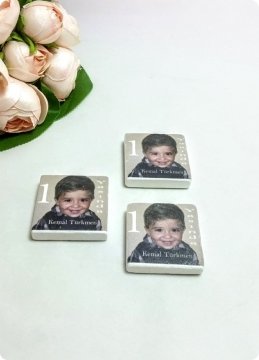 Doğal Taş Üzerine Fotoğraf Baskılı Taş Magnet (Bebek,1 yaş,Söz,Nişan,Kına,Nikah hediyelik)