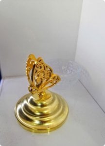 20 Adet Metal Kubbe ve Kelebek Tepelikli Kristalize Cam Kase-Lokumluk