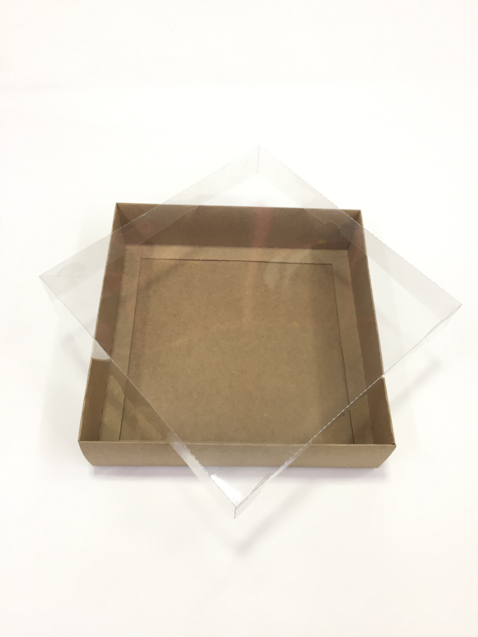 20x20x5 cm Altı Karton Asetat Kapaklı Kraft Kutu 20 li