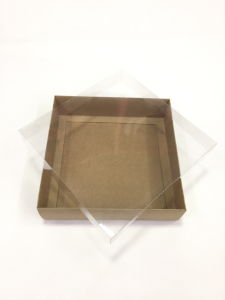 20x20x5 cm Altı Karton Asetat Kapaklı Kraft Kutu 20 li