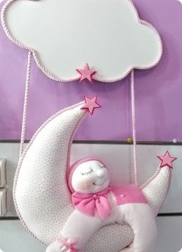 Pembe Yanaklı Bebek 3 Lü Set ; Kapı Süsü / Sepet / Takı Yastığı
