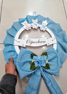 İsme Özel Fırfırlı Ayıcıklı Kapı Süsü