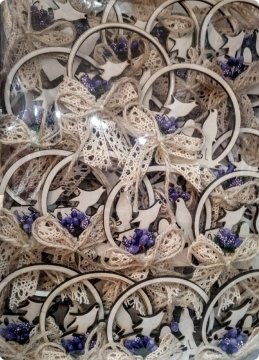 Ahşap Kuşlu Süslü  Magnet (Söz, Nişan, Nikah, Şekeri)
