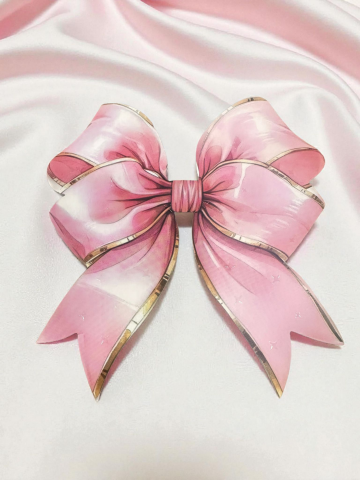 5 Li Çift taraf baskılı pembe Kurdele figür