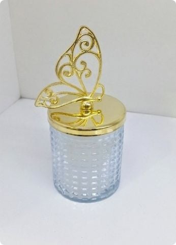 100 lü Kristalize Bardak Mum (Metalize Kelebek tepeli)