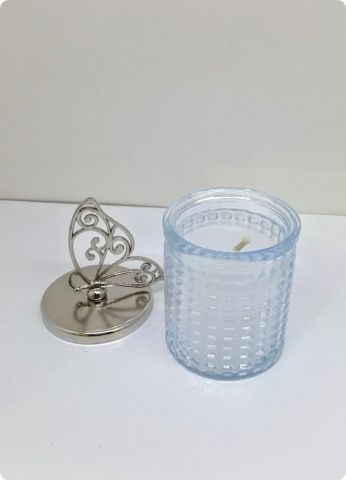 100 lü Kristalize Bardak Mum (Metalize Kelebek tepeli)