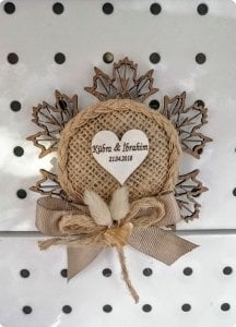 20 li Süslü yaprak desenli kraft nikah magnet