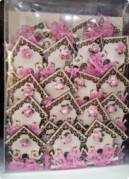 Ahşap Ev Süslü  Magnet (Söz, Nişan, Nikah, Şekeri)