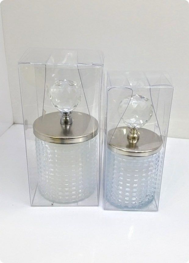 20 li Metal Kristal Tepelikli Kristalize Bardak Mum (Asetat Kutulu)